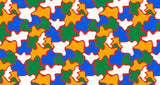 Geometric pattern wallpaper design file showing interlocking shapes in blue, green, and orange
