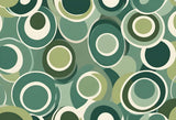 Design file showing detailed retro geometric circle pattern in various green shades