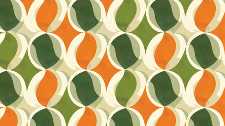 Design file of retro geometric pattern with orange and green interlocking circles