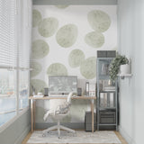 Circle pattern mural making a statement in a contemporary hallway