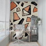 Terracotta and black geometric pattern in hallway setting