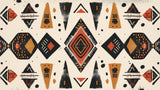 Geometric Mural Wallpaper | Tribal Pattern in Terracotta and Black