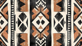 Geometric Mural Wallpaper | Tribal Terracotta and Black Pattern