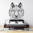Geometric Wolf Line Art Wallpaper creating a stunning focal point in a minimal modern living room setting