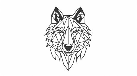 Geometric Wolf Line Art design file showing intricate black and white pattern detail