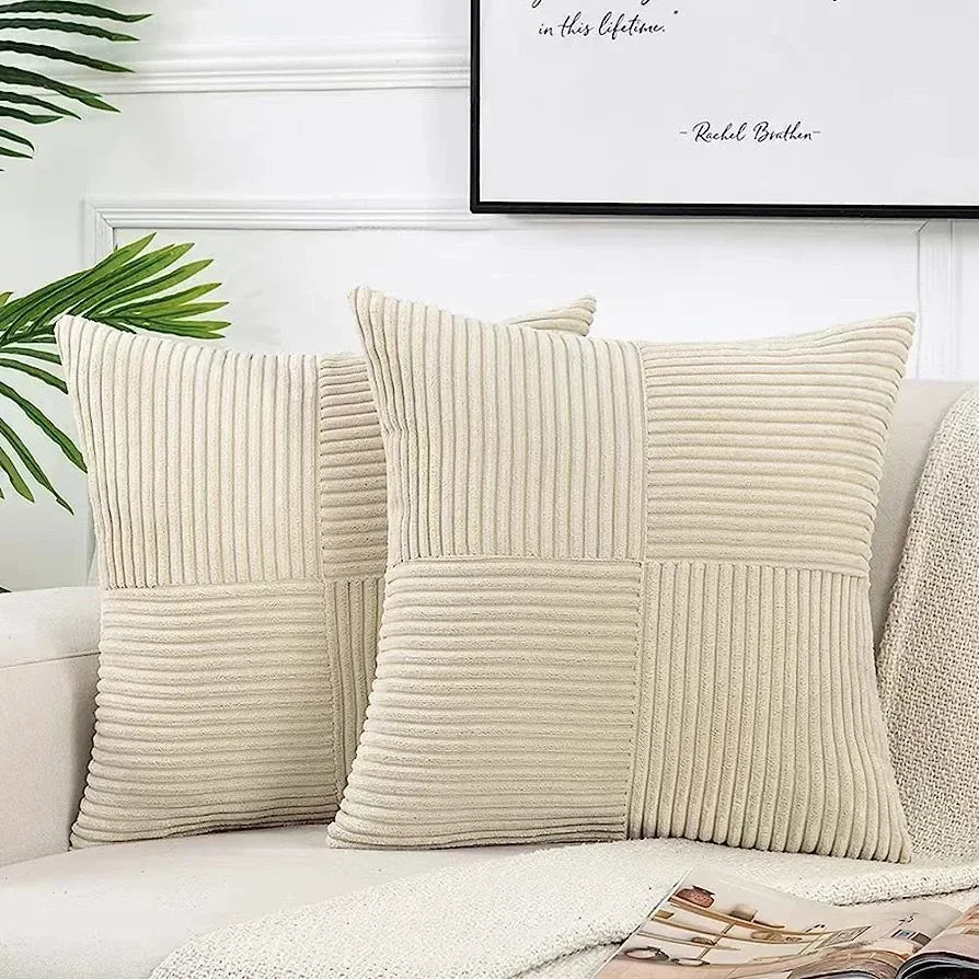 Corduroy Cushion Covers  Ribbed Geometric Pattern - Detailed view