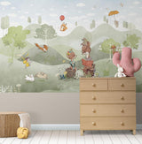Forest Animals Mural Wallpaper | Whimsical Woodland Adventure Scene