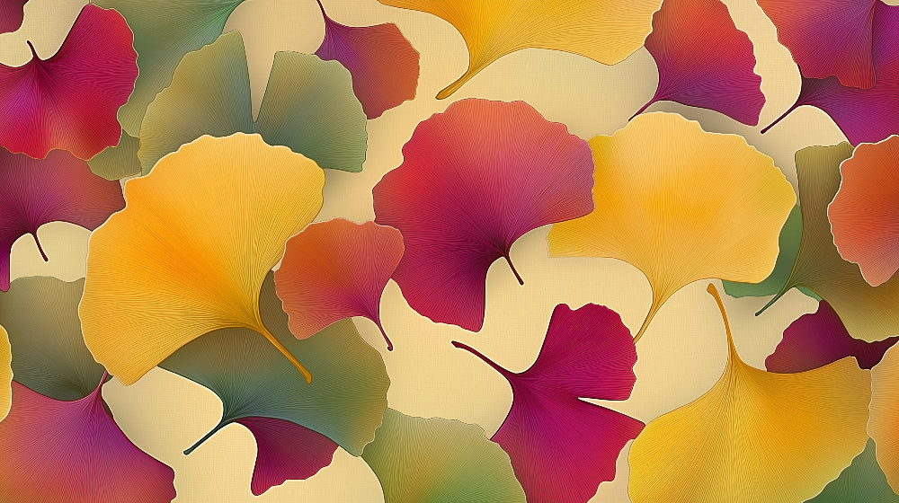 Ginkgo leaf pattern design file showing detailed autumn foliage arrangement in vibrant colors