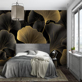 Art deco wall mural showcasing metallic details in a boutique entrance hallway