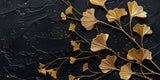 Botanical Ginkgo leaves design file showing detailed gold pattern on black background
