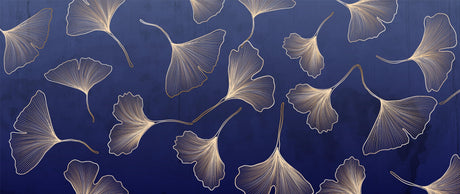 Navy blue and gold Ginkgo leaves design file showing intricate leaf pattern detail
