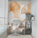 Terracotta wall mural brightening up entryway with soft natural patterns