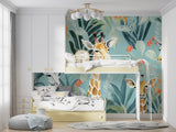 Giraffe Wall Mural displayed in baby room with minimal decor