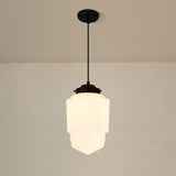 Vintage Pendant Light  Geometric Milk Glass Shade - Product detail 19