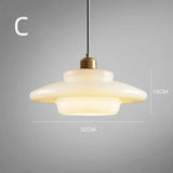 Glass Dome Pendant Light  Tiered Ivory Shade with Brass Accent - Product detail 18