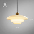 Glass Dome Pendant Light  Tiered Ivory Shade with Brass Accent - Product detail 16