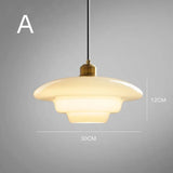 Glass Dome Pendant Light  Tiered Ivory Shade with Brass Accent - Product detail 16