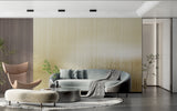 Metallic gold wallpaper in dining room showing warm reflective qualities