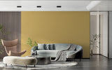 Elegant gold wall mural in a luxury dining room setting with crystal chandelier