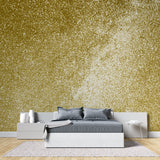 Glitter effect gold wallpaper bringing warmth to an elegant dining room setting