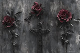 Dark roses and metal cross design file showing intricate pattern details and rich burgundy tones
