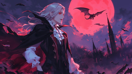 Gothic castle design file showing detailed blood moon and bat silhouettes pattern