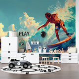 Urban art mural transforming a modern dining room with colorful flair