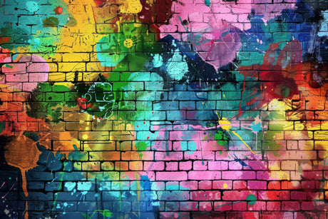 Urban graffiti brick wall design file showing detailed rainbow color pattern