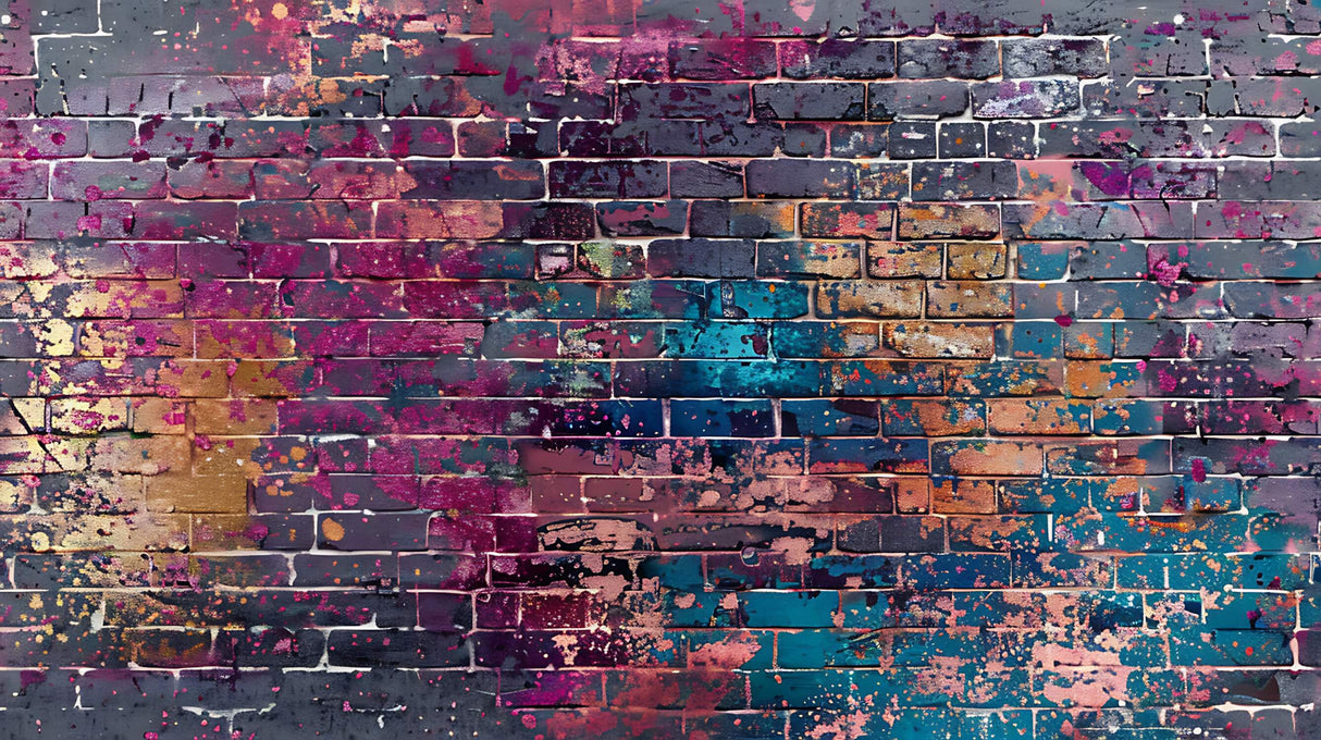 Urban graffiti design file showing detailed brick texture and spray paint effects