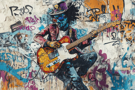 Urban Graffiti Music Street Art design file showing full pattern with spray paint effects