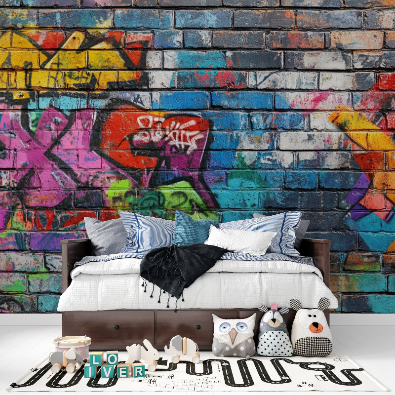 Street art mural design making statement in home office space