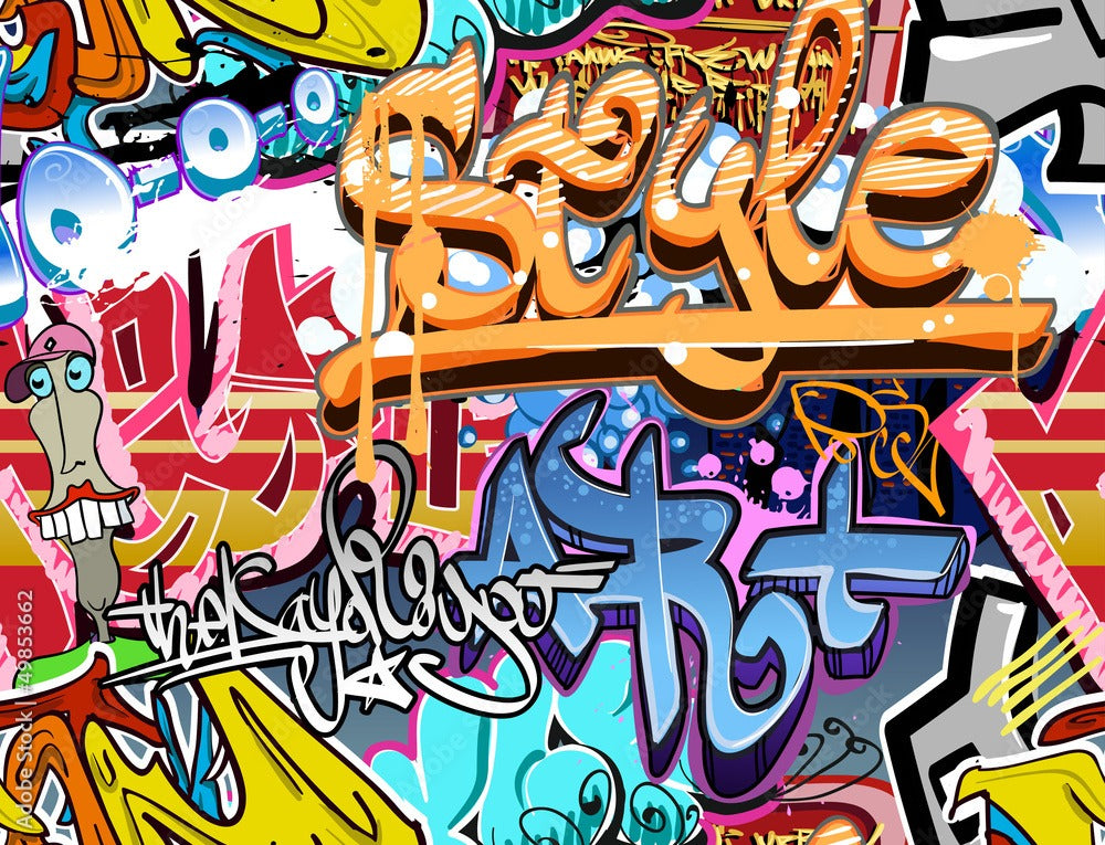 Urban street art wallpaper design file showing detailed graffiti pattern