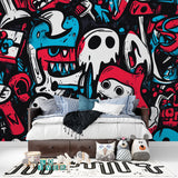 Urban art mural adding style to industrial loft space