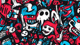 Design file of urban graffiti street art pattern with dynamic colors and bold details