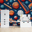 Graffiti wall mural bringing urban flair to modern living room with grey sofa