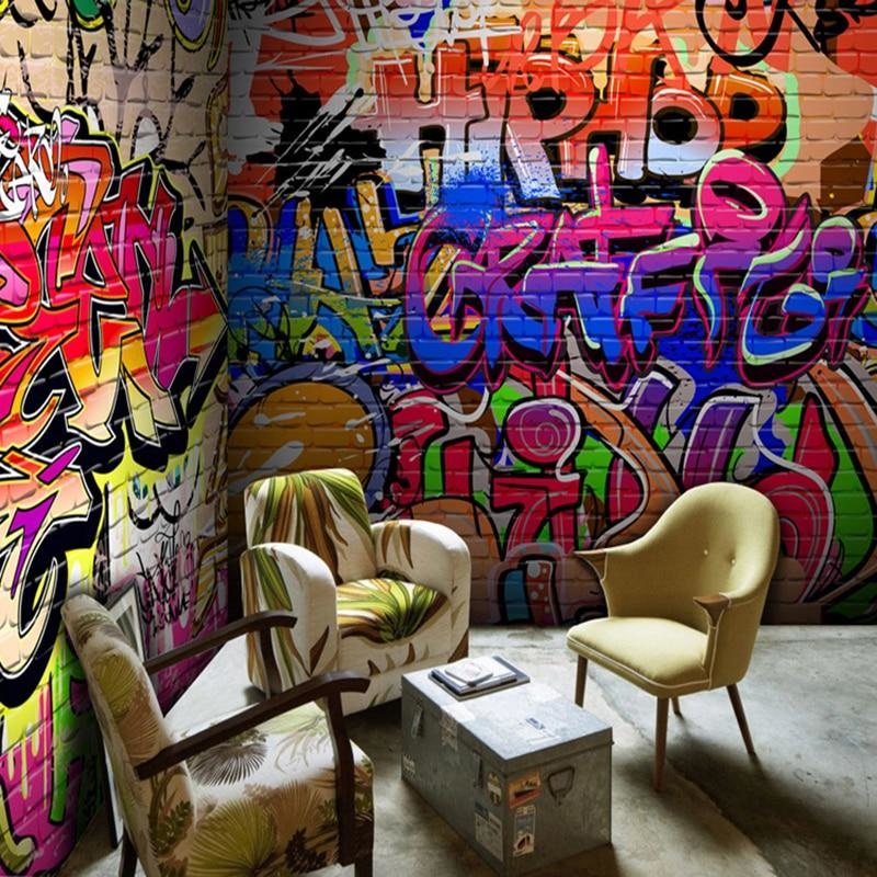 Home office space with Urban Graffiti Mural creating an inspiring backdrop for creative work