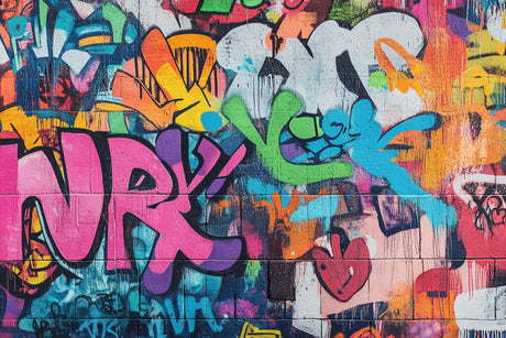 Street art graffiti wallpaper design file showing vibrant colors and urban pattern
