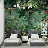Graffiti style mural wallpaper transforming a gaming room with bold colors