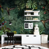 Street art wallpaper adding personality to a music studio with dynamic shapes