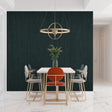 Elegant Forest Green Wallpaper creating depth in modern living room with minimal furniture
