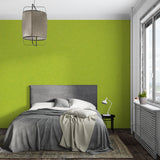 Green wall mural creating a fresh atmosphere in minimalist dining space