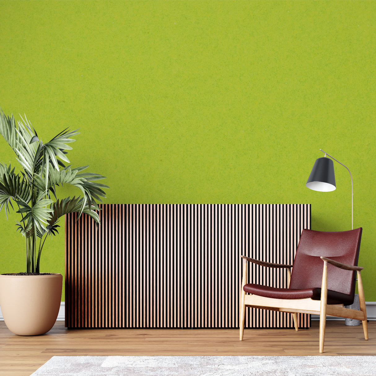 Fresh green wallpaper making a bold statement in bedroom interior