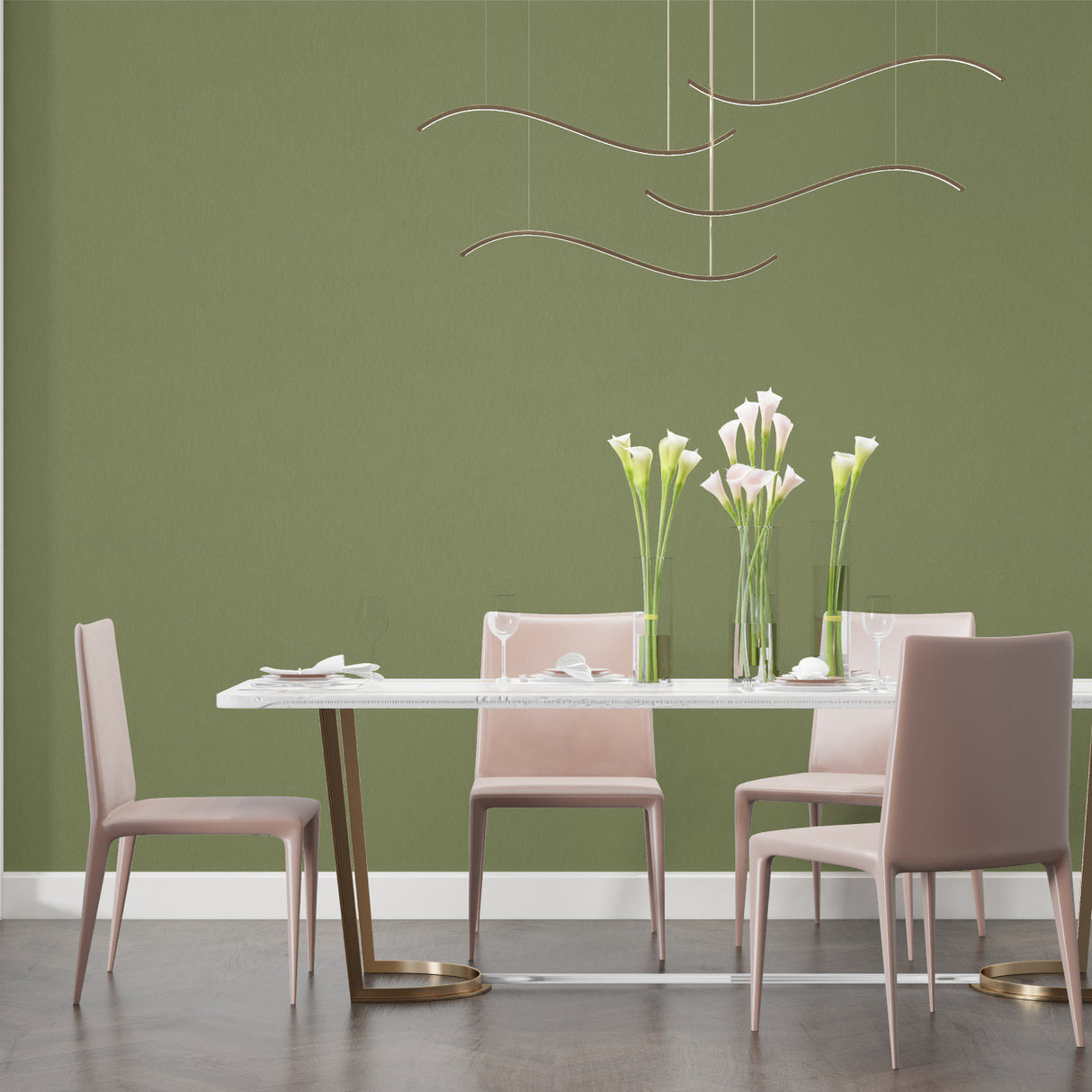 Modern green wall covering in contemporary home office space