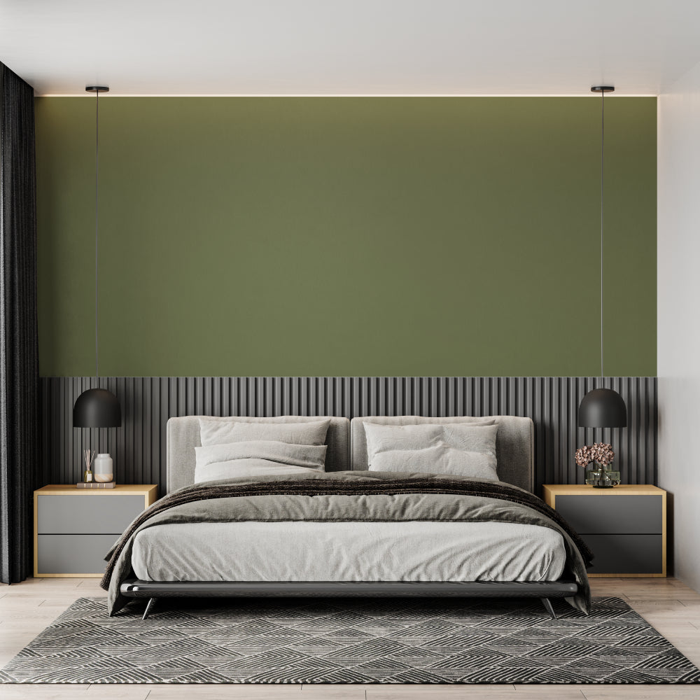 Sophisticated khaki wall mural in dining room with natural lighting