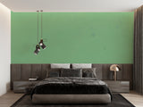 Green minimalist wallpaper in a modern home office setting
