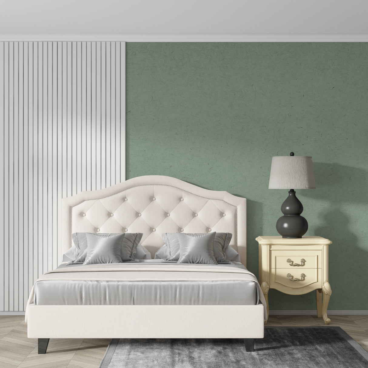 Green Wall Mural application in modern bathroom setting