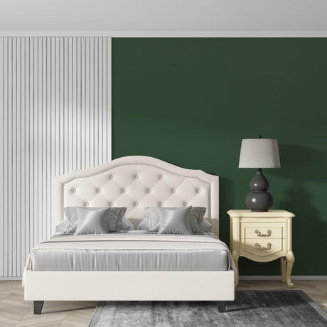 Modern green wallpaper in a bright living room setting with minimal furniture and large windows