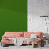 Solid green wall mural creating a calm home office environment