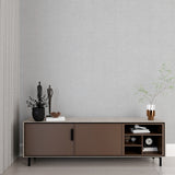Grey wall mural in dining room showing seamless installation