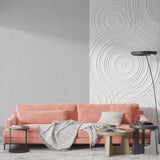 Modern grey wallpaper creating depth in minimalist hallway